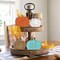 Wooden Fall Pumpkin Decorations for Home – 4PCS Rustic Farmhouse Thanksgiving Pumpkin Block Signs for Tiered Tray, Tabletop, Shelf, Office & Autumn Harvest Mantel Decor